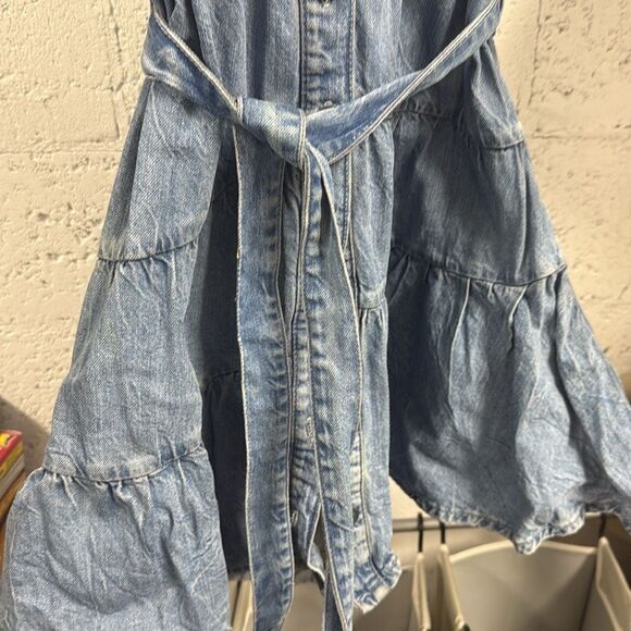 Zara Light Blue Denim Jacket Button Down Size XS - Skater Collared LIKE NEW 🩷 - Picture 4 of 5